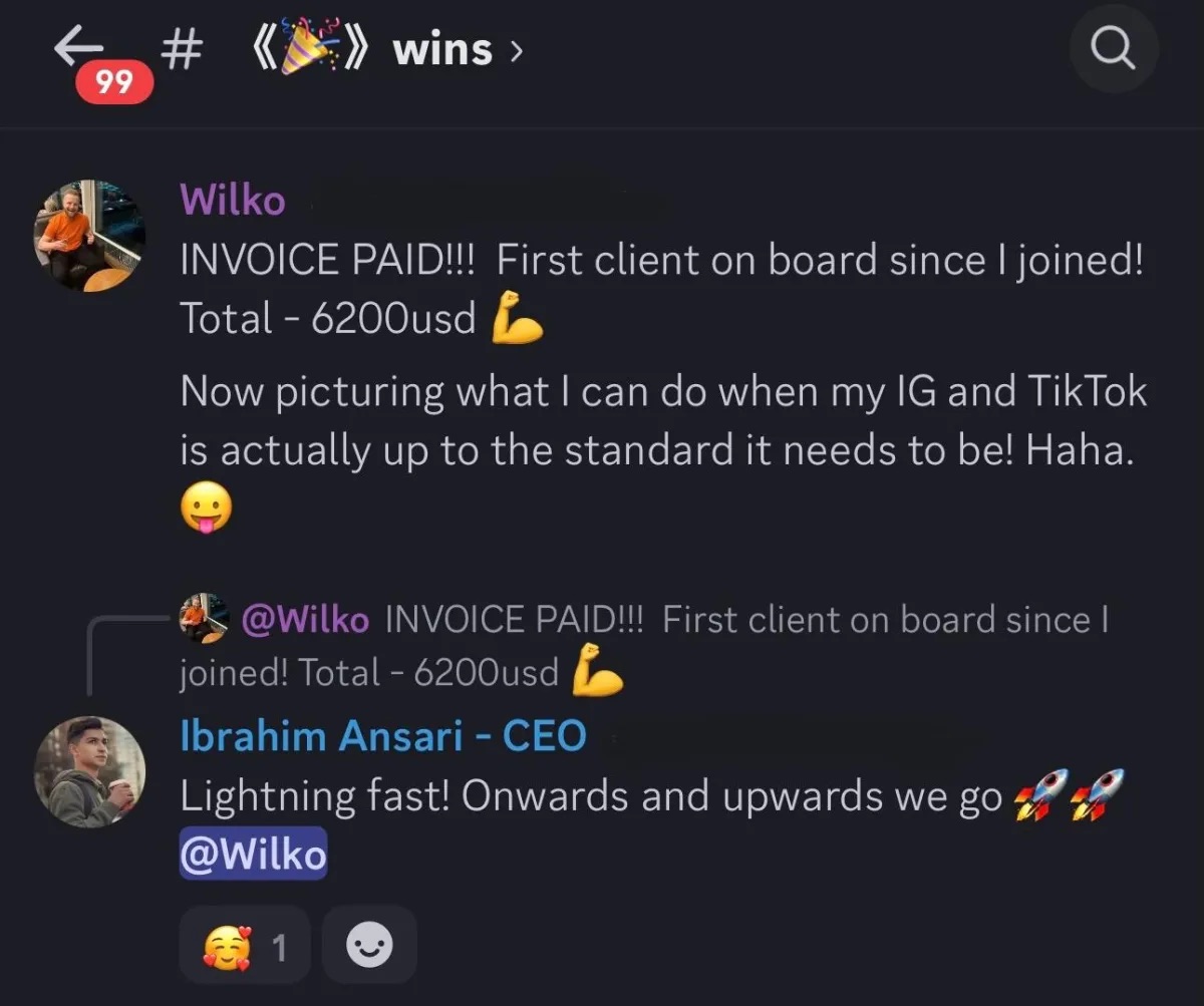 Wilko — Invoice paid, first client on board for $6,200